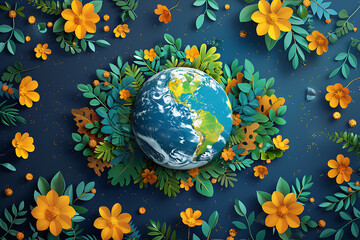 A vibrant blue and green eco Earth globe highlighting themes of environmental world protection, ecological conservation, and the message of "Save the Planet" in celebration of Earth Day