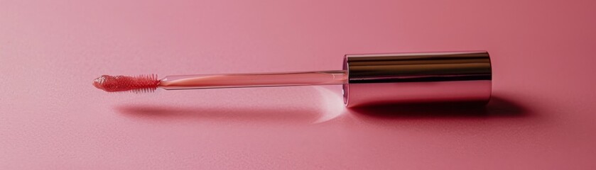 Elegant lip gloss tube with attached brush, featured prominently to highlight its ability to add irresistible shine to lips