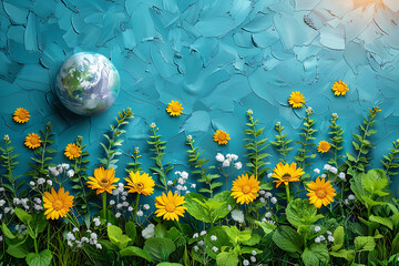 A vibrant blue and green eco Earth globe highlighting themes of environmental world protection, ecological conservation, and the message of "Save the Planet" in celebration of Earth Day