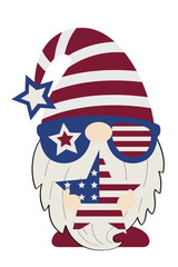 Vector illustration of patriotic gnomes celebrating 4th of July.