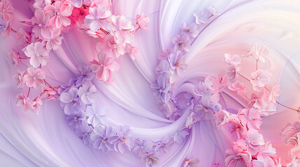 Soft pink and lavender swirls evoke a whimsical dance of cherry blossoms.