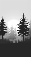 Winter forest fir trees spruce silhouette vector image,Pine forest silhouette wood tree background .