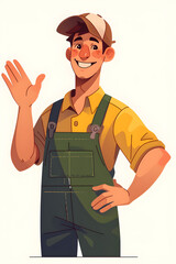 Cartoon character: man, handyman. Vector illustration.