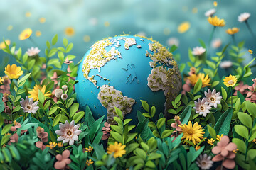 Obraz na płótnie Canvas A vibrant blue and green eco Earth globe highlighting themes of environmental world protection, ecological conservation, and the message of 