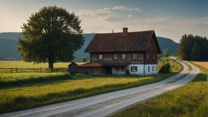 lonely wooden house near the road