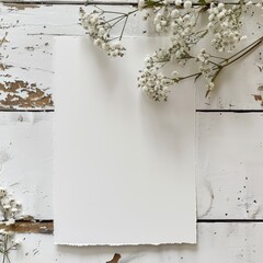 sheet of paper on a white rustic farmhouse table