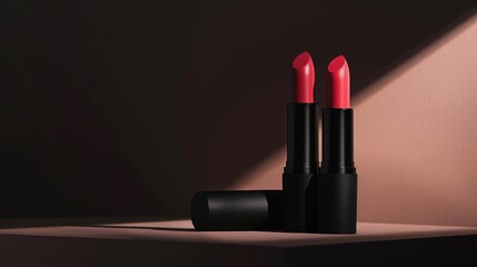 Contemporary matte lipstick cylinder, staged to illustrate its essential role in creating a striking matte look with rich color depth