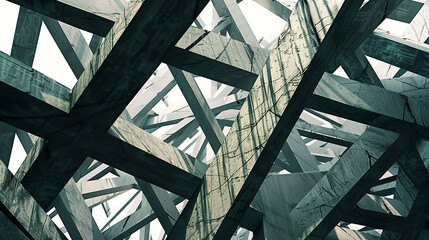 An abstract composition of intersecting lines and angles, forming an intricate lattice of geometric perfection.