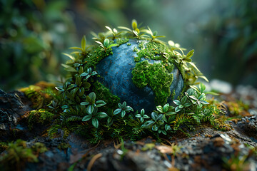 A vibrant blue and green eco Earth globe highlighting themes of environmental world protection, ecological conservation, and the message of "Save the Planet" in celebration of Earth Day