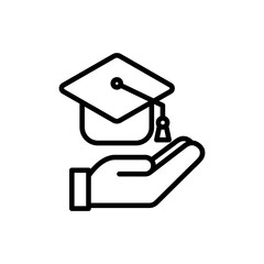 Education donation line icon. Charity icon. Charity icon isolated on white background. Transparent background, minimalist symbol. Vector images