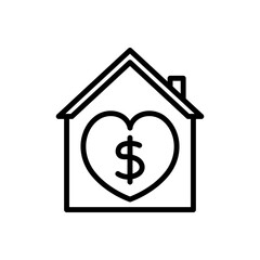 Donation house line icon. Charity icon. Charity icon isolated on white background. Transparent background, minimalist symbol. Vector images