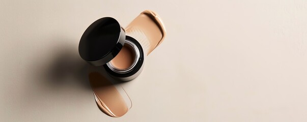 Compact pump bottle for undereye concealer, displayed with emphasis on its effectiveness against dark circles and puffiness