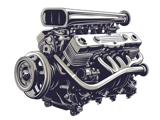 car engine illustration white background