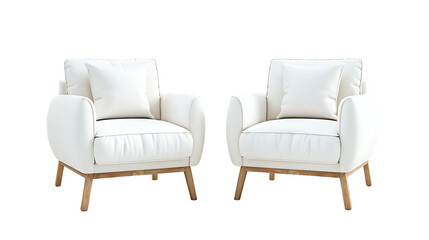 Fototapeta premium modern white fabric armchair set isolated on transparent background
