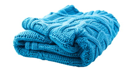 New soft knitted blanket isolated on transparent background