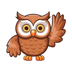 Fototapeta premium Vector cartoon owl waving on a white background