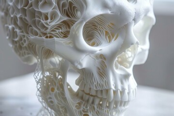 Sophisticated Biomechancial skull. Fantasy human art. Generate Ai