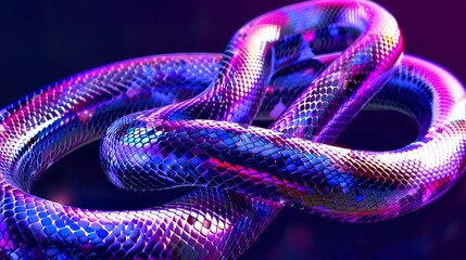 Stylized snakeskin in bright neon colors. Fashionable animal print. Symbol of 2025