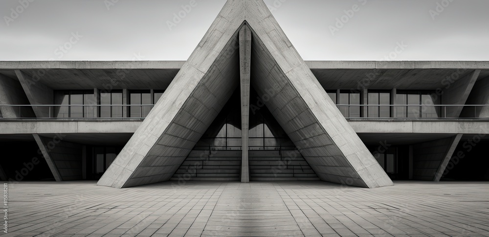 Poster the image is a black and white photo of a large, empty, and empty building with a lot of pillars. sc