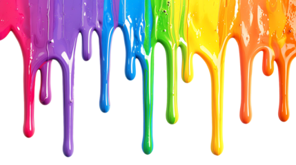 rainbow colored paint dripping isolated on transparent background