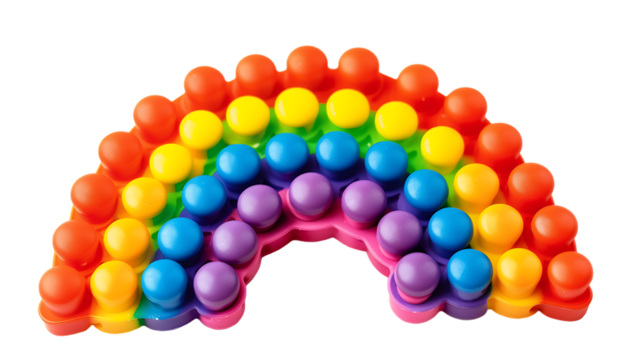 Rainbow pop it fidget toys isolated on transparent background