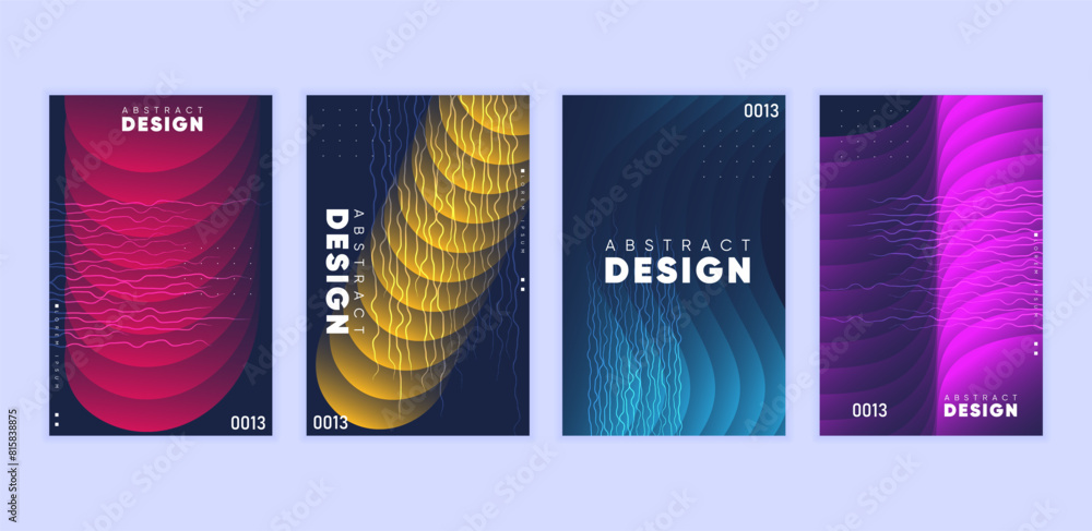 Poster abstract gradient background vector set. minimalist style cover template with vibrant perspective 3d