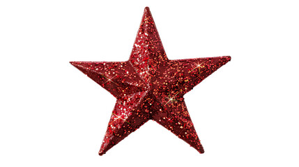 red christmas star glitter sticker isolated on transparent background