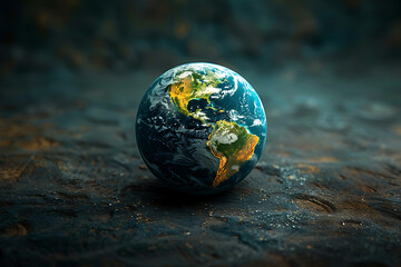 A vibrant blue and green Earth globe with lush vegetation, symbolizing environmental world protection, ecological conservation, and the message of "Save the Planet" for Earth Day