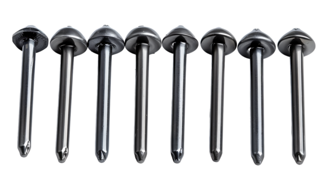 set of metal nail head isolated on transparent background