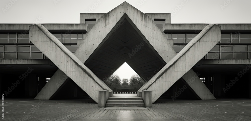 Poster the image is a black and white photo of a large, empty, and empty building with a lot of pillars. sc