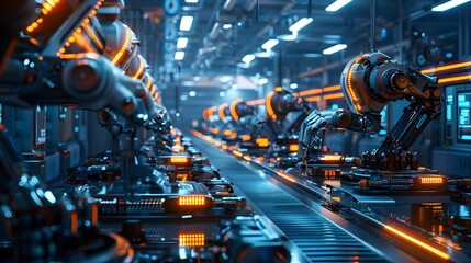 Metallic Arms in Motion: A Symphony of Precision and Progress on a High-Tech Production Line
