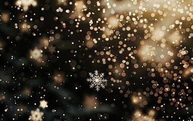 A dark background speckled with shimmering white snowflakes.