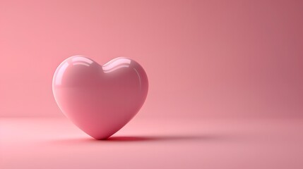 Pink heart on pink background, copy space concept, 3D rendering.
