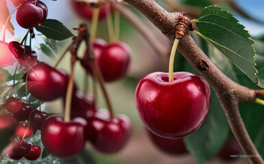 Juicy Burst: Vibrant Cherry Tree Close-Up