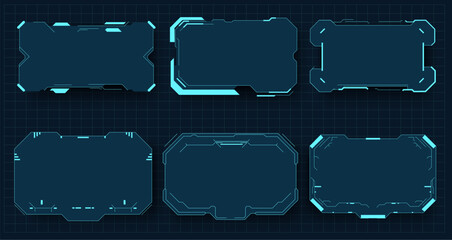 Futuristic Digital Interface Frames - Vector Set of Sci-Fi UI Elements ideal for sci-fi themed designs and UI projects. High-tech illustration is perfect for gaming interfaces, tech presentations.
