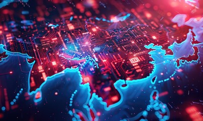 Luminous digital map of China's provinces