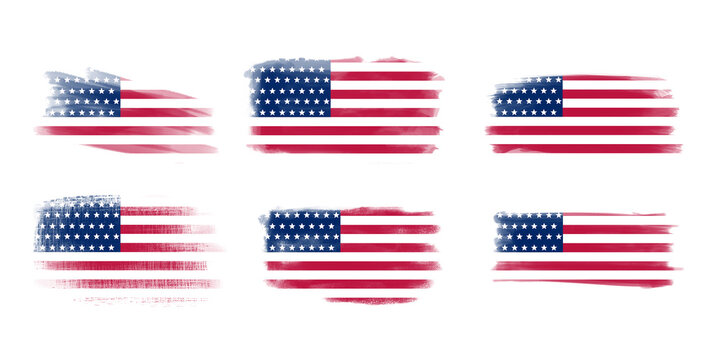 set of abstract american flah on tranparent backgrounds.