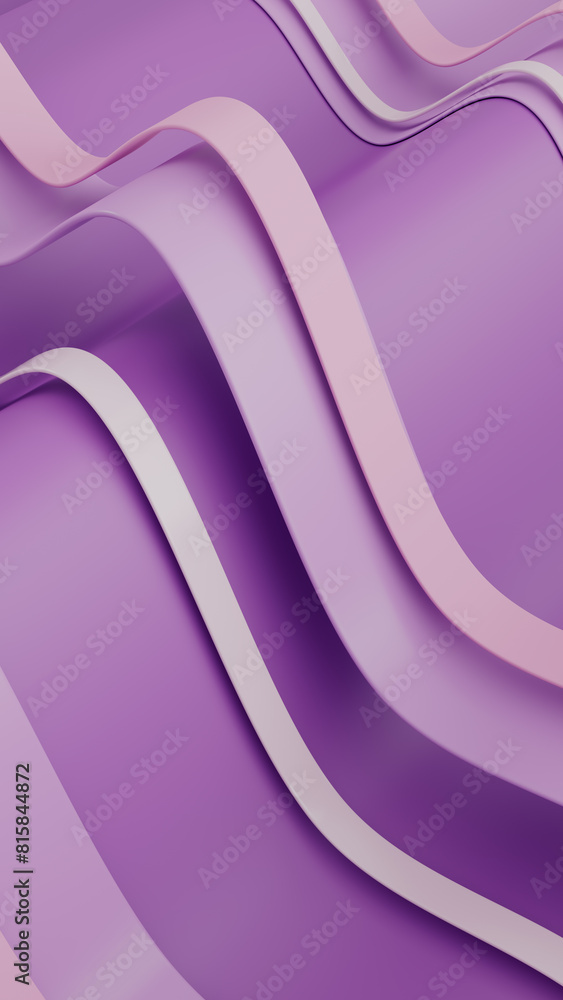 Poster 3d abstract pastel ribbons or lines against a vertical color background. 3d rendering illustration n