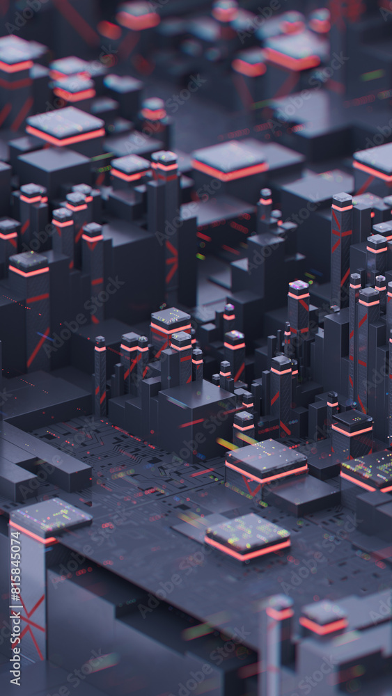 Poster the background of 3d abstract technology. personal data security, handling, or protection. electroni