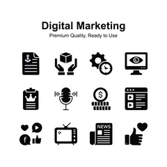 Take a look at this amazing icons set of digital marketing, modern design style