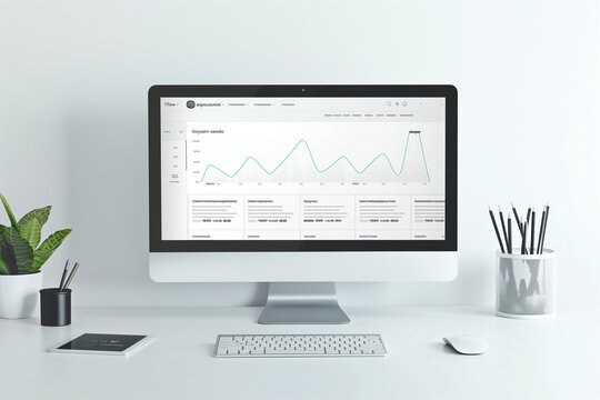 neutral background, a photo highlights the minimalist design elements of a finance website page, emphasizing simplicity, clarity, and ease of use. The image reflects the