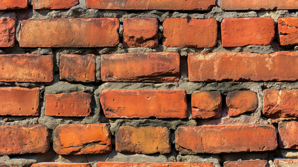 Fototapeta premium Close-up Red brick wall. Minimalism concept. Exterior background.