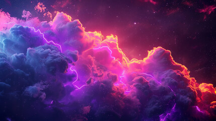 Digital dream a?" abstract cloud, neon glow, no humans.