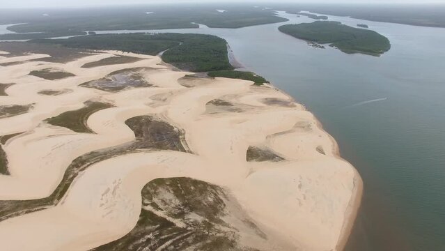 Aerial view of dunes in the Delta do Parna&iacute;ba River - Parna&iacute;ba, Piau&iacute;, Brazil