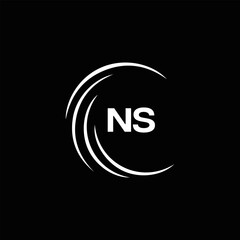 NS Letter Logo Design. Initial letters NS logo icon. Abstract letter NS N S minimal logo design template. N S Letter Design Vector with black Colors. NS logo, 