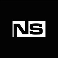 Obraz premium NS Letter Logo Design. Initial letters NS logo icon. Abstract letter NS N S minimal logo design template. N S Letter Design Vector with black Colors. NS logo, 