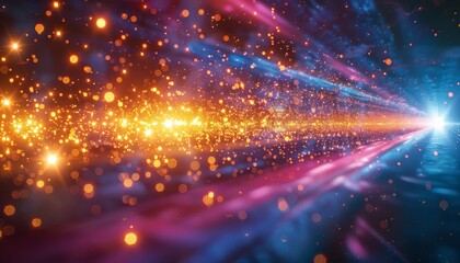 Obraz premium A colorful, glowing line of light with a bright yellow and orange section by AI generated image