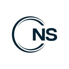 NS Letter Logo Design. Initial letters NS logo icon. Abstract letter NS N S minimal logo design template. N S Letter Design Vector with black Colors. NS logo, 