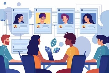 Vector graphic interface for Employment professionals, Interviewing and recruiting.