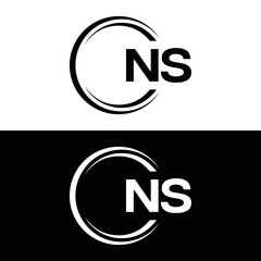 NS Letter Logo Design. Initial letters NS logo icon. Abstract letter NS N S minimal logo design template. N S Letter Design Vector with black Colors. NS logo, 